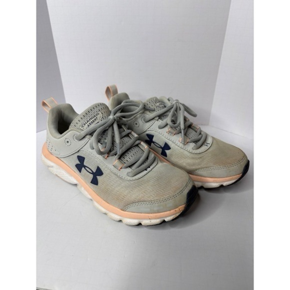 Under Armour Charged Assert 8 Women Gray Pink Athletic Running Shoes Size 6.5